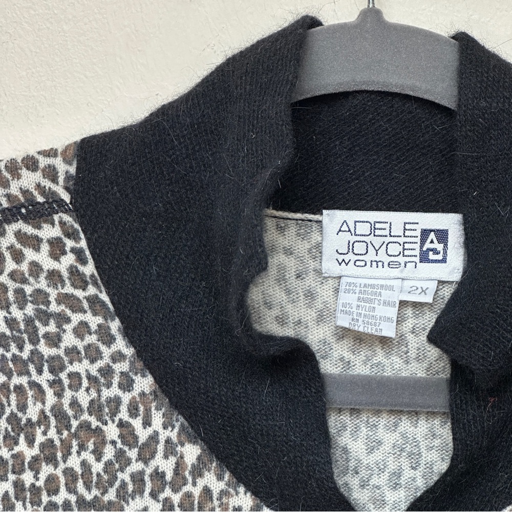 Adele Joyce Women Leopard Print Wool Blend Cardigan‎ Sweater Size 2X Vintage - Picture 3 of 7
